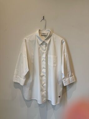 MaxMara White 3/4 Sleeve Relaxed White Shirt